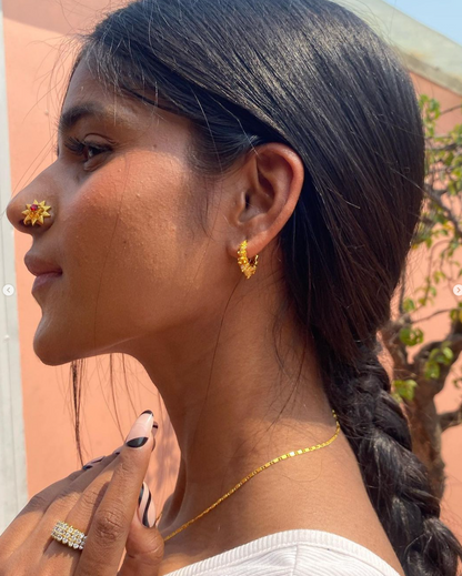 Gold Marwari earrings with precious stone detailing - luxury handcrafted traditional jewelry