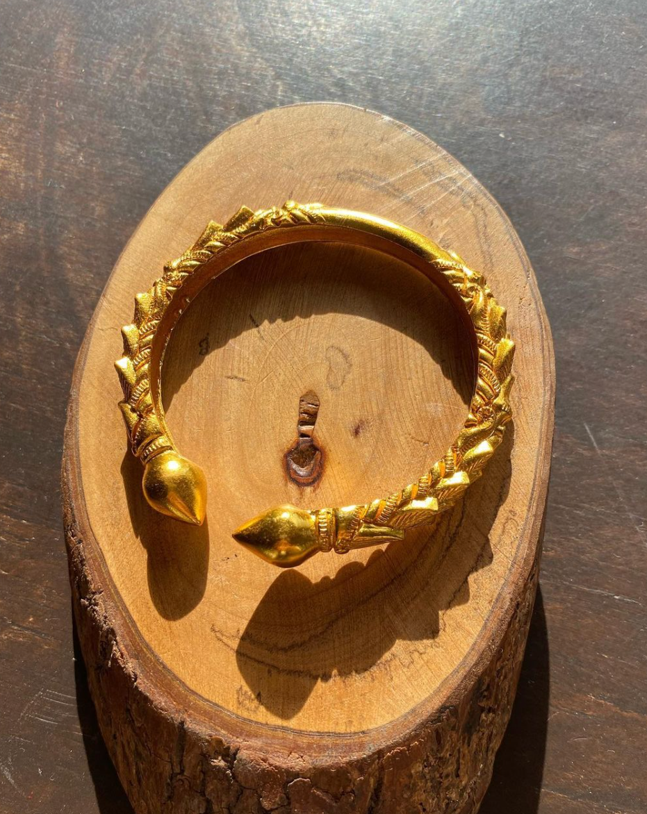 Traditional Nepalese Kada Bala bracelet in gold tone - waterproof everyday jewelry