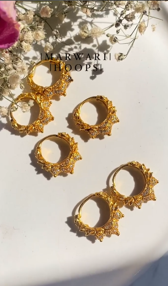Marwari golden earrings showcasing traditional Nepalese artistry and elegant design