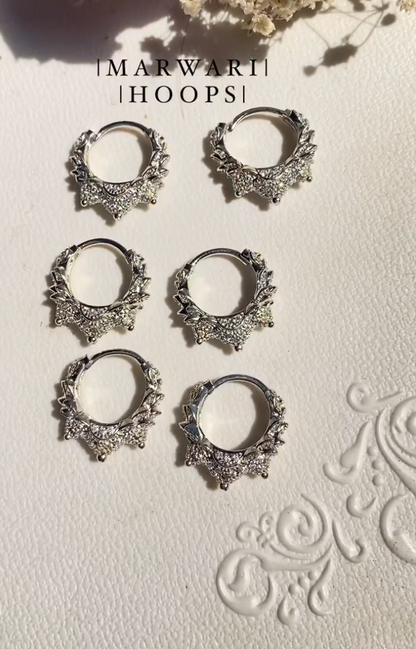 Elegant silver Marwari earrings with detailed craftsmanship - traditional handcrafted accessories